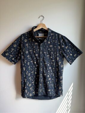 Rare Deus Ex Machina x LAND Mens Desert Tropical Button Up Shirt Surf Moto L